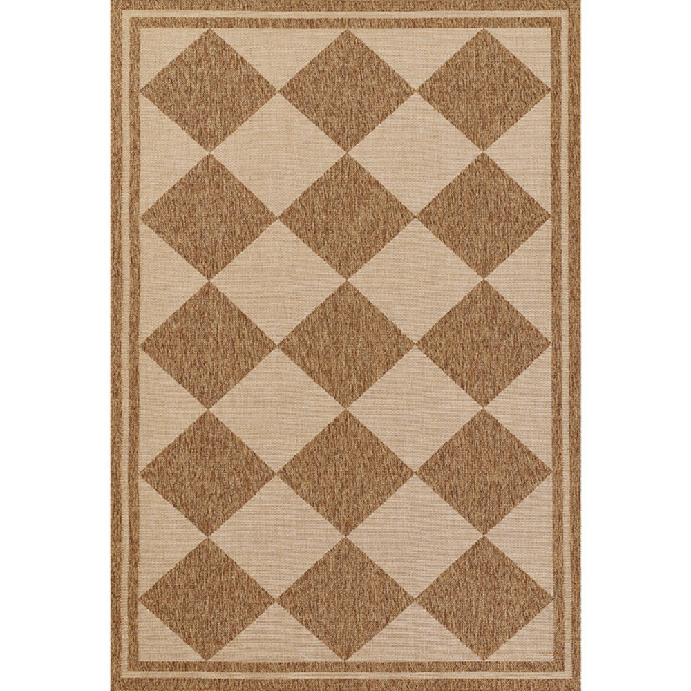 Diamond Checkered Outdoor Rug - Natural, 4' 1" x 6' | The Company Store