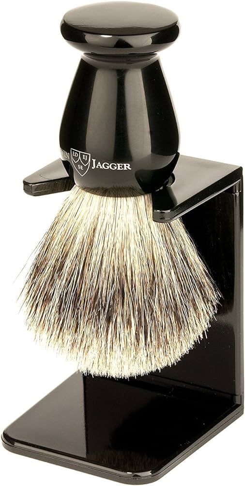 Edwin Jagger Best Badger Shaving Brush with Drip Stand, Imitation Ebony, Medium, Black | Amazon (US)