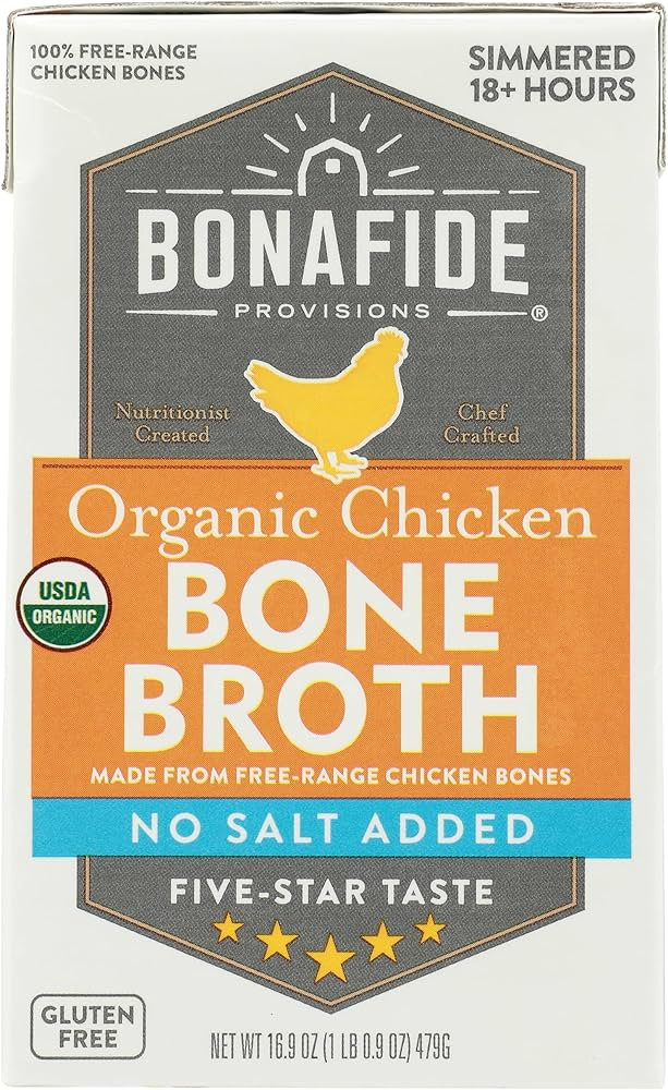 Bonafide Provisions Organic No Salt Added Chicken Bone Broth, 16.9 Oz | Amazon (US)