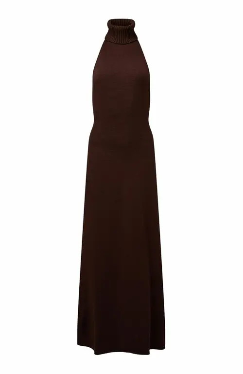 WeWoreWhat Open Back Halter Maxi Dress in Brown at Nordstrom, Size X-Large | Nordstrom