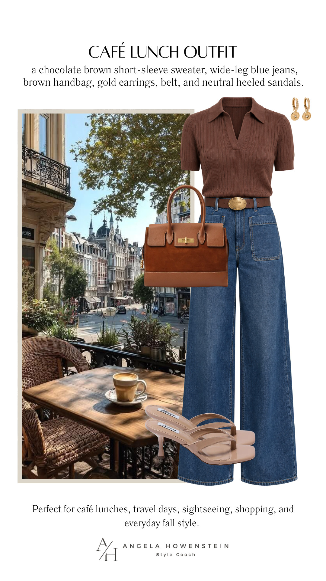 Chocolate brown + wide-leg denim is such a beautiful combination for fall! I’d wear this polished, comfortable look for a European café lunch, sightseeing, shopping, or a travel day.

👩‍💻 LTK PRO TIPS
❤️ Heart = Support my posts ;-)
🔖 Save = Get sale & restock alerts for the things you love!
📋 Lists = Keep favorites organized (List ideas: Christmas, Birthdays, and Vacations!)
📲 Share = Send lists and products to a friend (or your daughters like me).
💬 Comment = Ask me anything, and I’ll answer. ;-) 

 #LTKootd #LTKSeasonal #LTKOver40