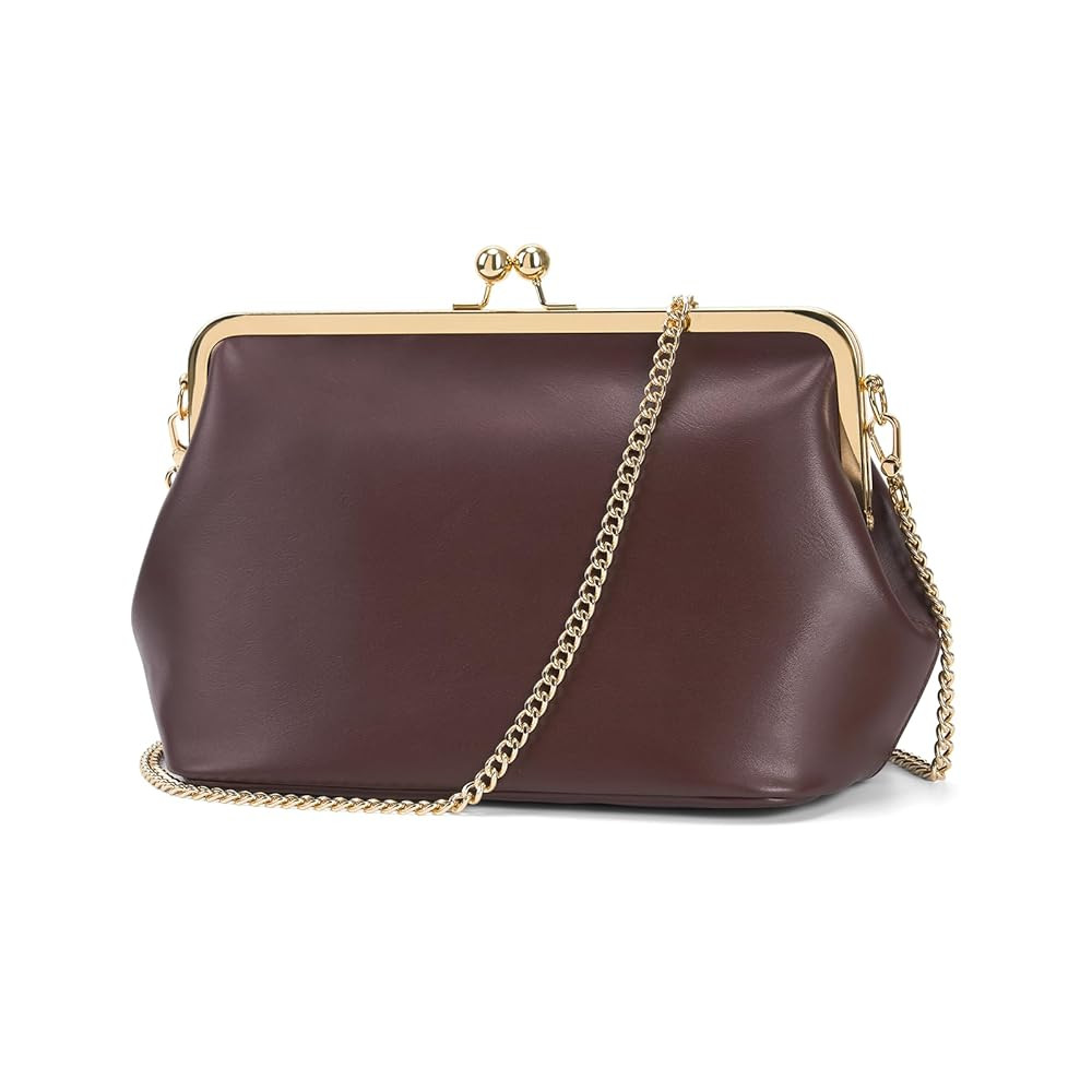 Women's Kiss Lock Crossbody Bag PU Medium Handbags Kiss Clasp Crossbody Shoulder Bags Tote Purse ... | Amazon (US)