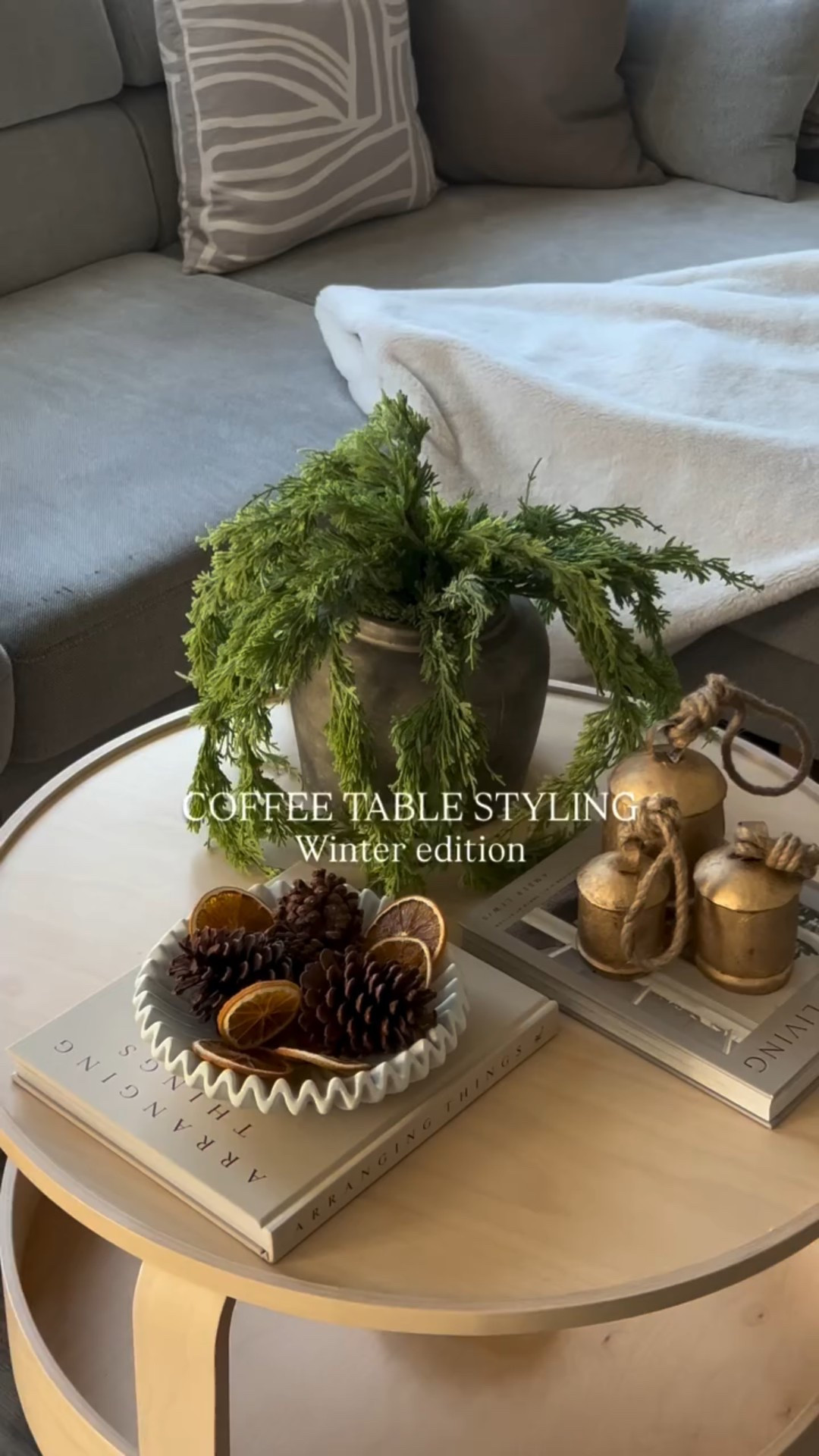 Slowing down and styling my home with curated finds that feels cozy, calm, and connected to nature 🌿❄️ // Comment STYLEIT for links!

Winter decor for me is all about natural textures — added muted greenery, bells to welcome the new year, pine cones, and dried orange slices filling the air with a warm, comforting scent.

〰️ Save & Share 

Follow along @interiorstylesbya for home styling + inspiration ✨

Home inspo, winter styling, coffee table decor, styling inspiration, neutral home, modern organic 

#homeinspo #coffeetablestyling #winter #homeswithpurpose #modernorganic