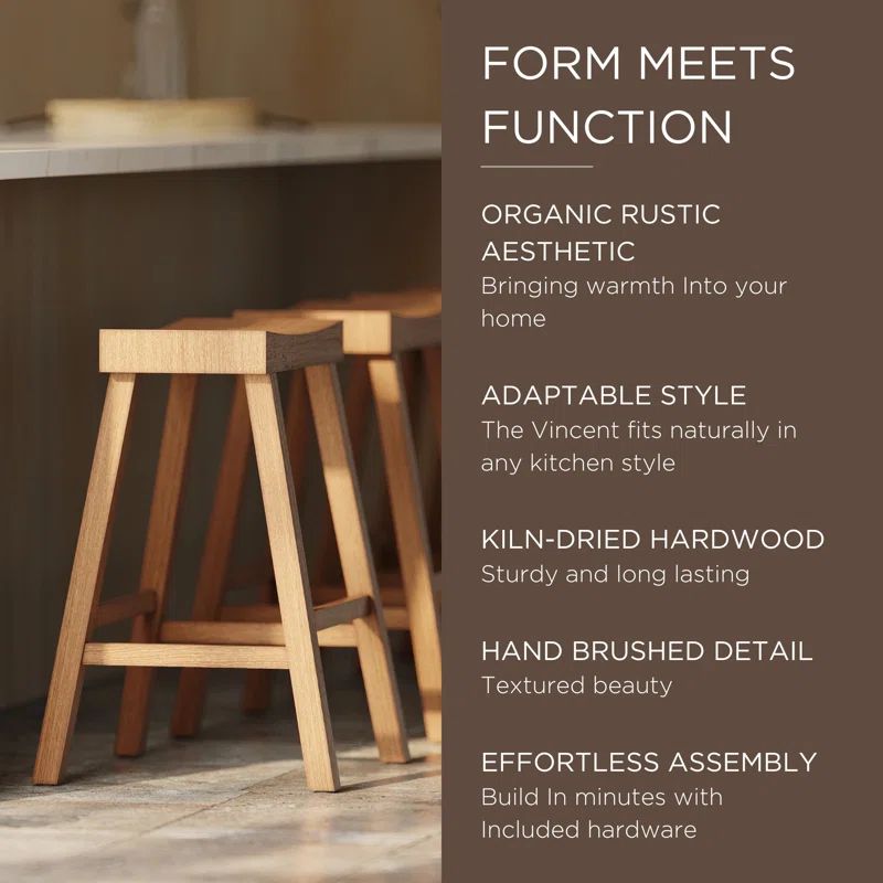 Maven Lane Vincent Wooden Aesthetic Kitchen Bar Stool | Wayfair North America