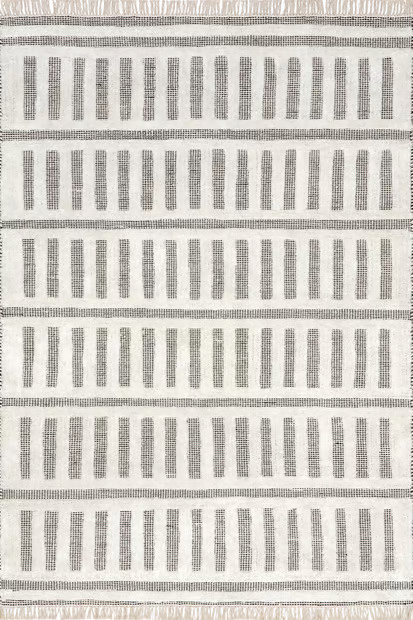 Ivory Merrick Tasseled Cotton and Wool Area Rug | Rugs USA