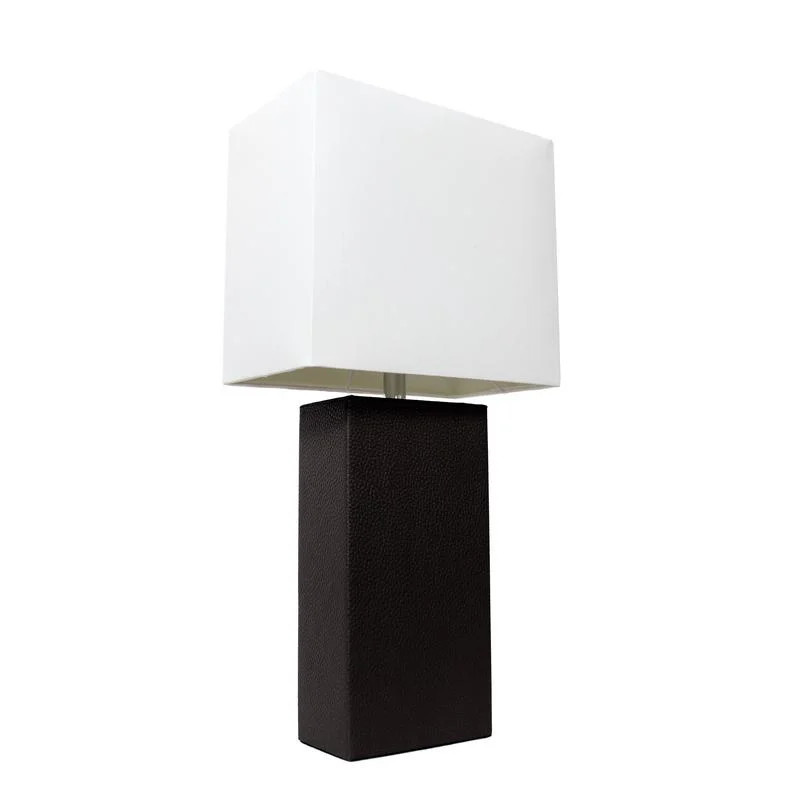 Elegant Designs Modern Leather Table Lamp with White Fabric Shade, Black | Walmart (US)
