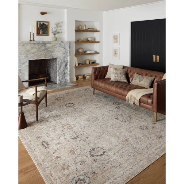 Monroe Oriental Machine Woven Polyester Area Rug in Gray/Ivory | Wayfair North America