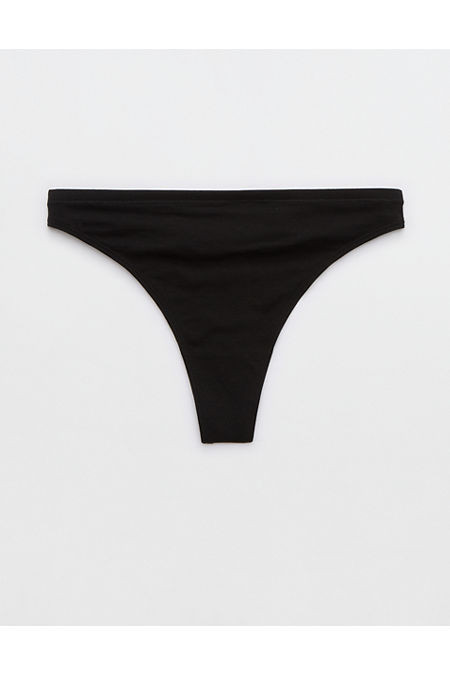 Superchill Cotton High Cut Thong Underwear Women's True Black M | Aerie