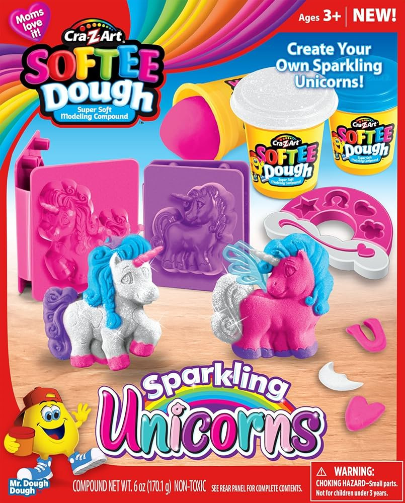Cra-Z-Art Softee Dough 3D Sparkling Unicorns 3D Sparkling Unicorn Dough Medium | Amazon (US)