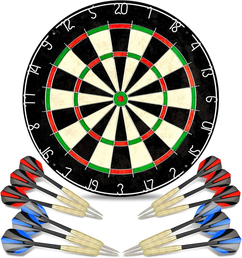 LinkVisions Dartboard with Staple-Free Bullseye, 18g Steel Tip Darts Set,12 Steel Tip Darts 18g, ... | Amazon (US)