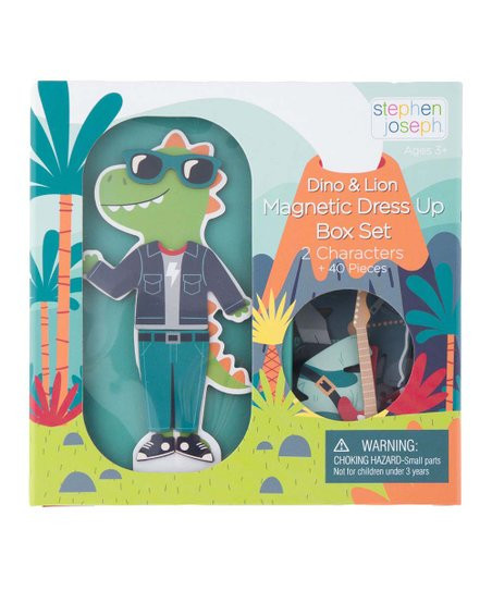 Blue & Orange Dino & Lion Magnetic Dress-Up Doll Set | Zulily