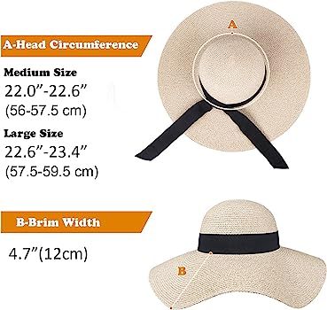 Womens Sun Straw Hat Wide Brim UPF 50 Summer Hat Foldable Roll up Floppy Beach Hats for Women | Amazon (US)