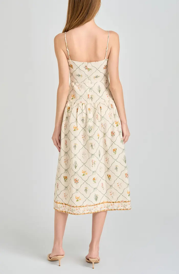 Juliet Print Linen Blend Midi Sundress | Nordstrom