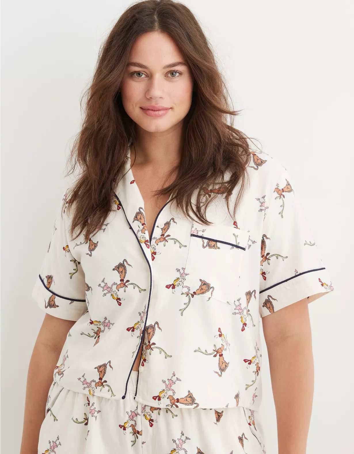 Aerie Cindy Lou Who Flannel Pajama Shirt | Aerie