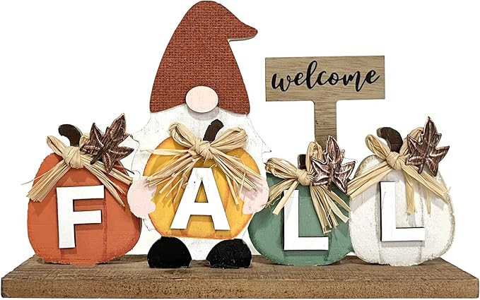 HOMirable Thanksgiving Decorations Gnome Wood Block Welcome Fall Sign Autumn Harvest Rustic Farmh... | Amazon (US)