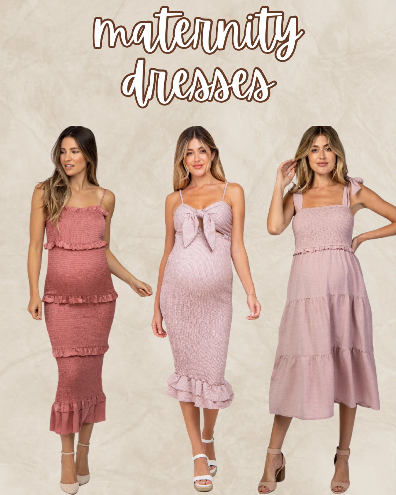 Maternity dresses from Pink Blush Maternity Boutique 
Bump friendly, bump friendly dress, bump friendly wedding guest dress, baby shower dresses, girl baby shower dress, pink dresses, pink maternity dress, maternity photo shoot outfit, ruffles, blush, mauve, summer wedding guest, summer dresses, bump style, bump fashion, bump friendly cocktail dress, formal maternity dress

#LTKBump #LTKFindsUnder100 #LTKWedding