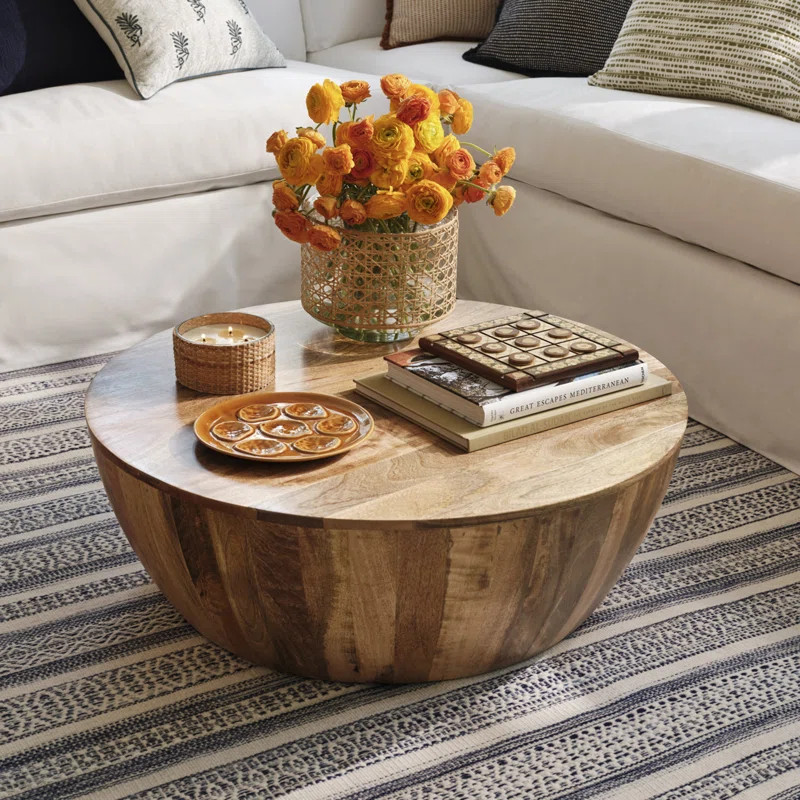 Vivenne Mango Wood Drum Coffee Table | Wayfair North America