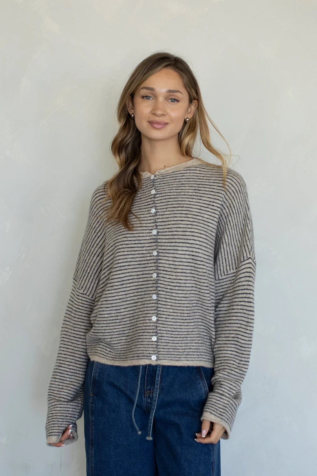 Things Between Piper Cardigan - Pin-Striped Natural | All Deserved