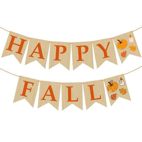 OHOME Fall Decorations for Home - Happy Autumn Pumpkin Banner for Indoor Outdoor | Maple Leaves Garland Backdrop for Outside - Hanging Party Favors Supplies for Birthday | Fall Decor | Amazon (US)