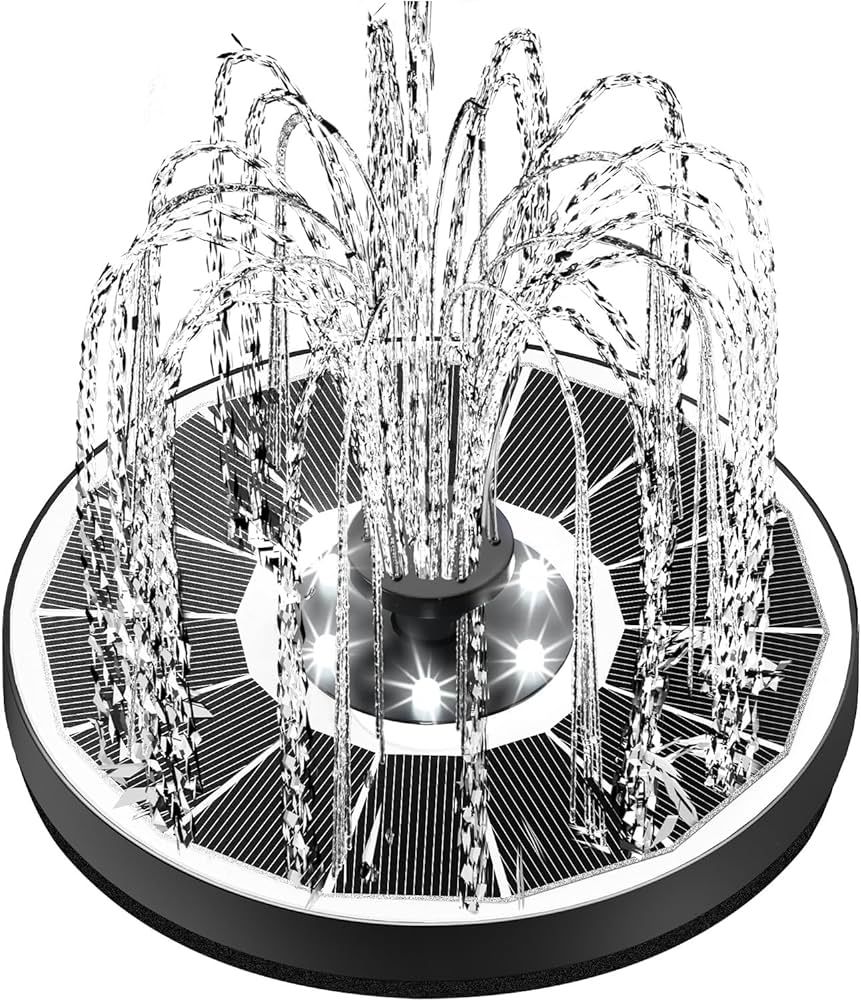 3.5W Solar Fountain for Bird Bath with 2200mah Battery & Lights Glass, Small Bird Bath Fountains ... | Amazon (US)