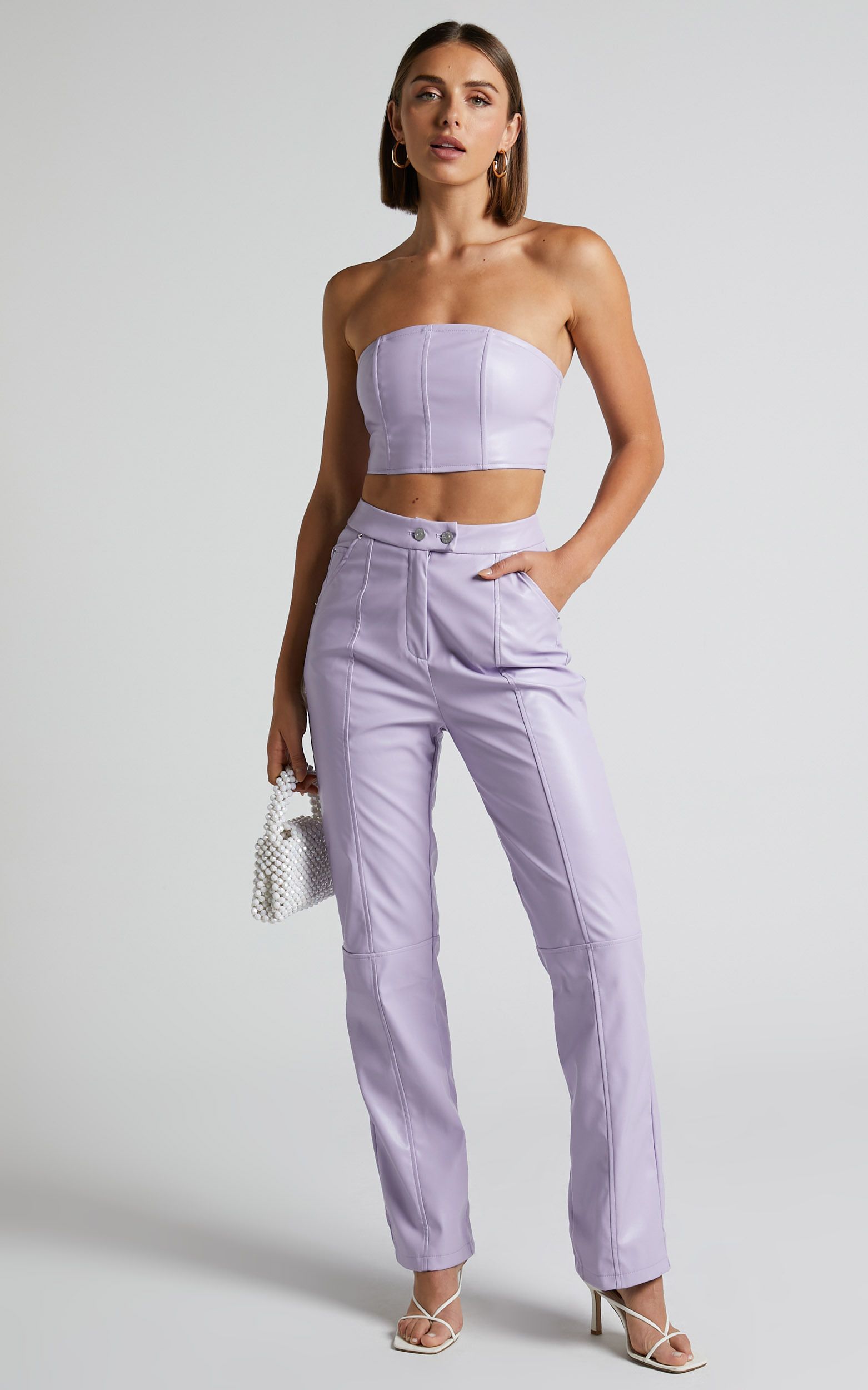 4th & Reckless - Tropez Leather Trouser in Lilac | Showpo (US, UK & Europe)