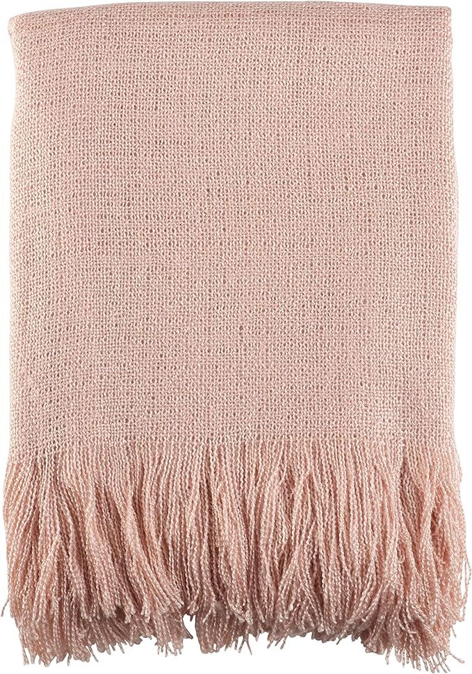 SARO LIFESTYLE Sevan Collection Throw Blanket, 50" x 60", Pink | Amazon (US)