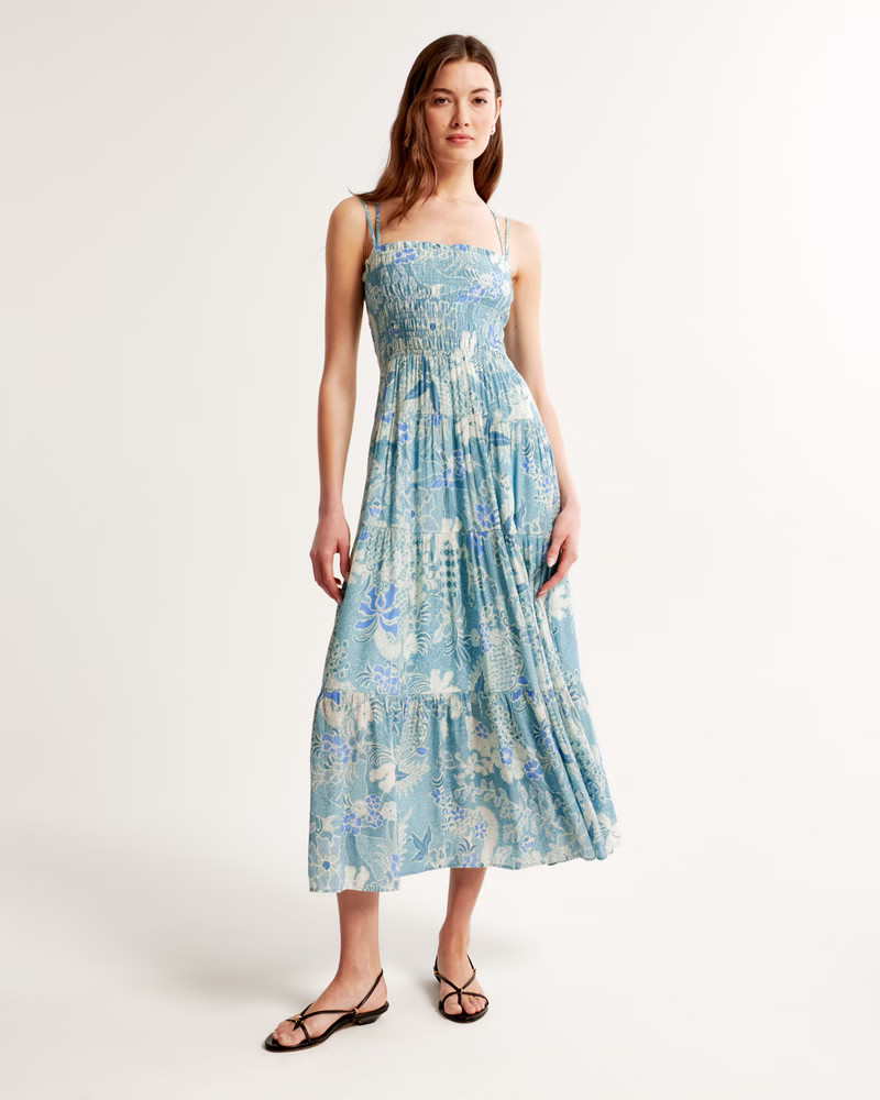 Women's Smocked Bodice Maxi Dress | Women's Dresses & Jumpsuits | Abercrombie.com | Abercrombie & Fitch (US)