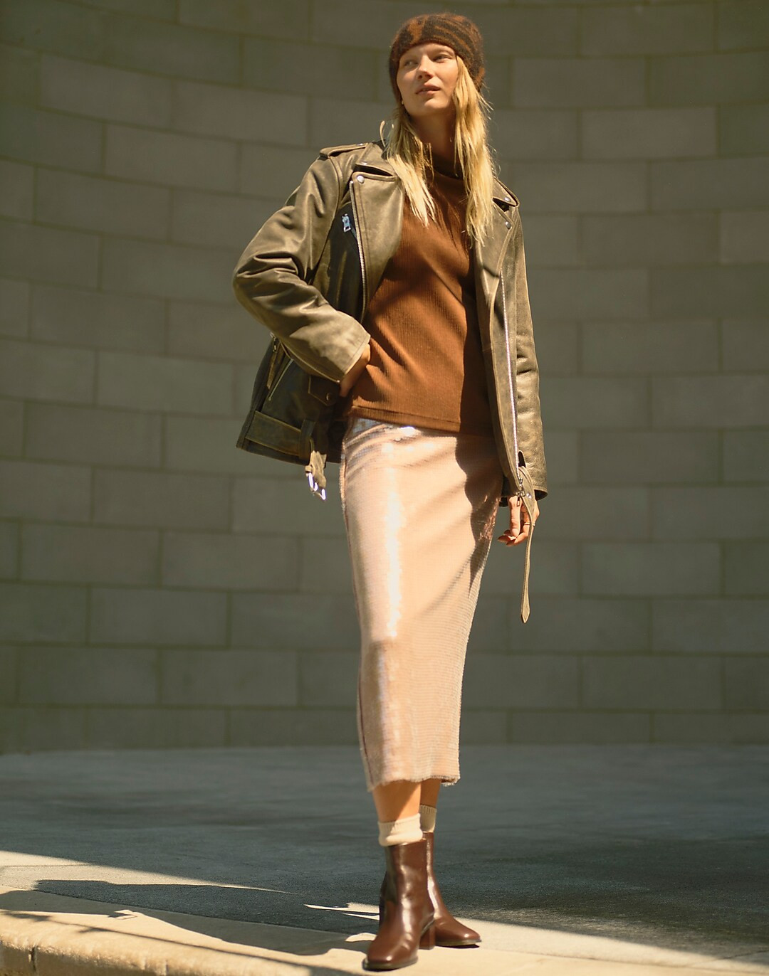 Distressed Leather Oversized Motorcycle Jacket | Madewell