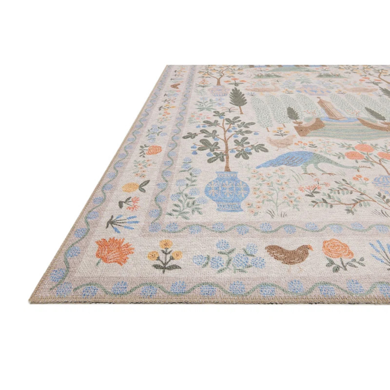 Rifle Paper Co. x Loloi Menagerie MEN-03 Camont Cream Rug | Wayfair North America