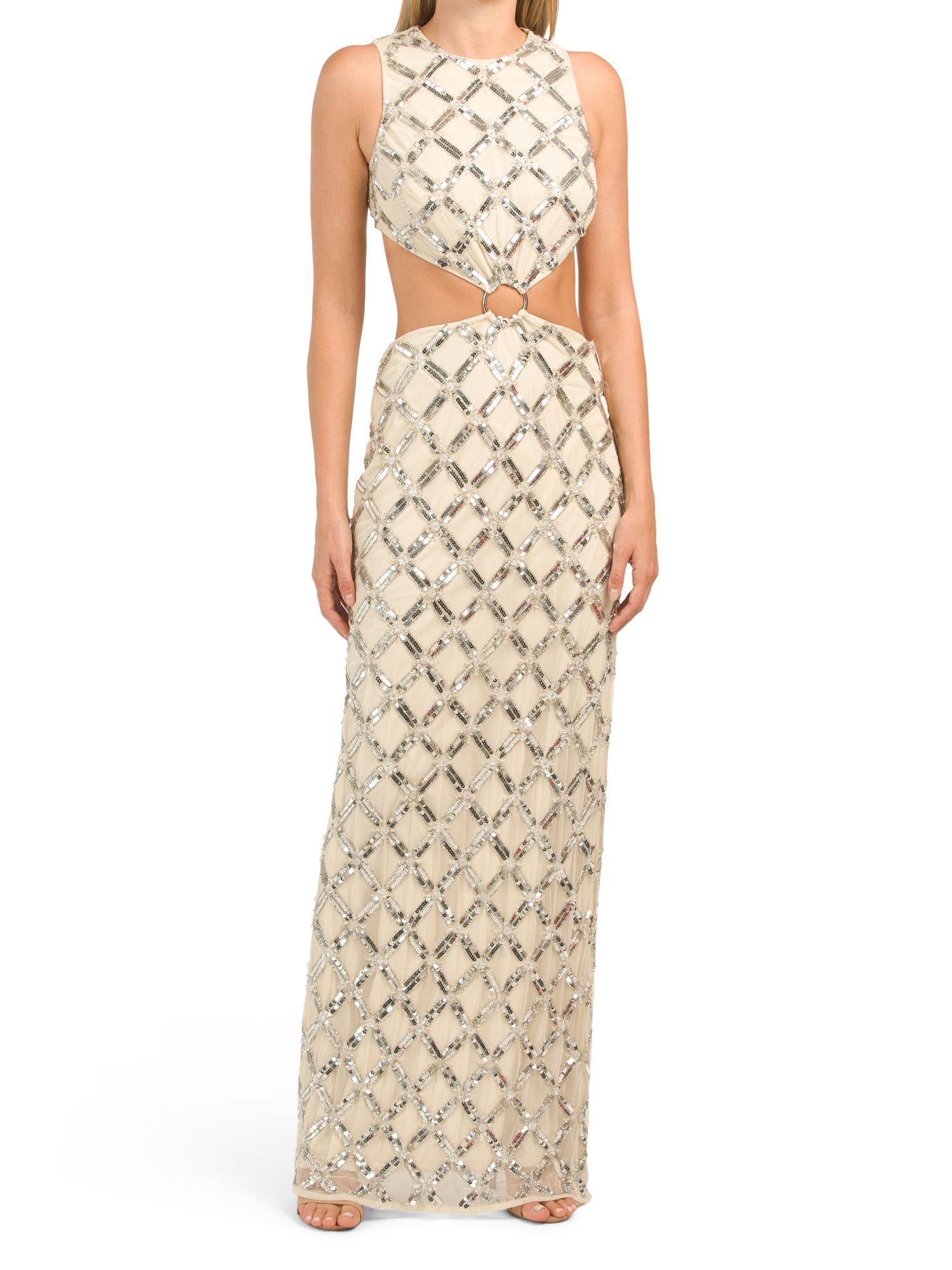 Embellished High Neck Cut Out Gown | Marshalls