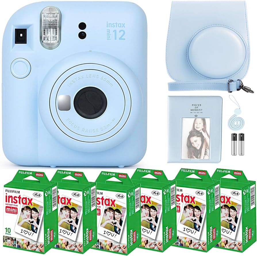Fujifilm Instax Mini 12 Camera with Fujifilm Instant Mini Film (60 Sheets) Bundle with Deals Numb... | Amazon (US)