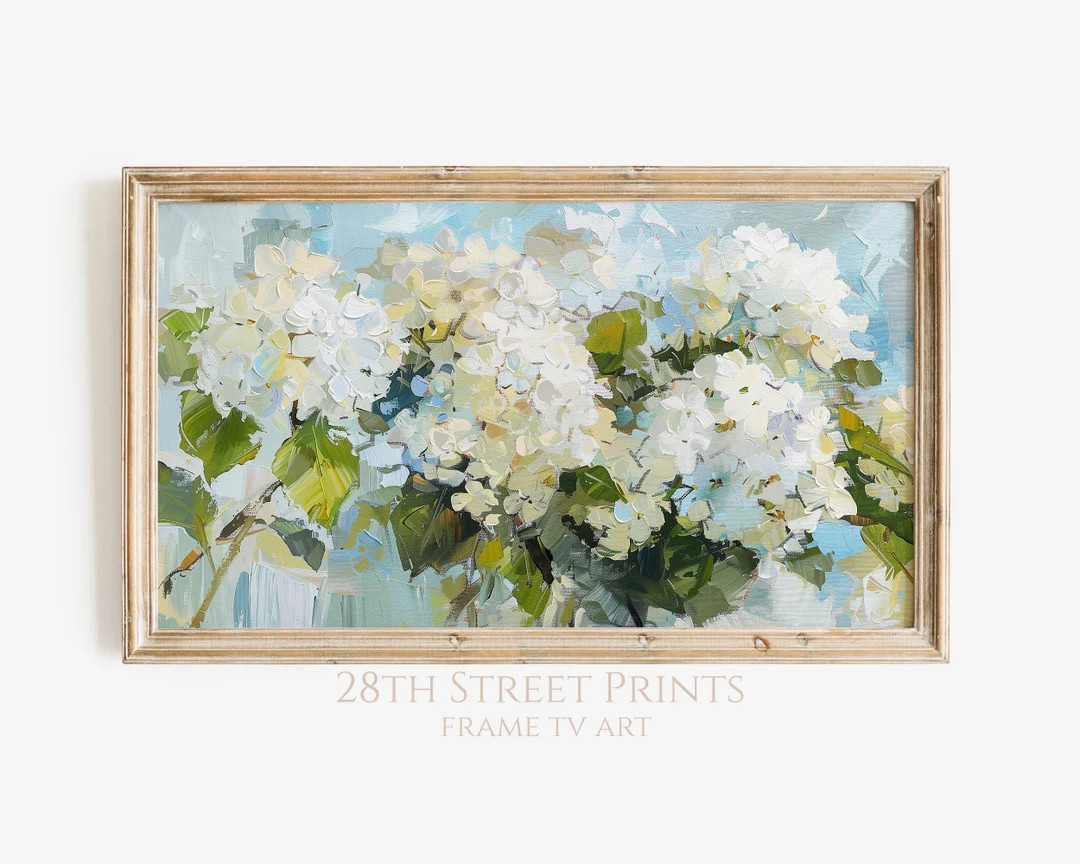 White Hydrangea Spring Art for Frame TV (Digital Download) | Etsy (US)