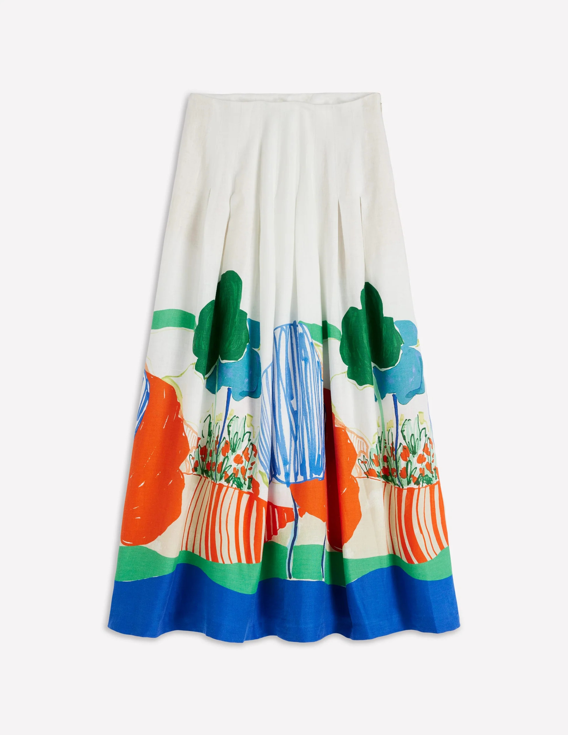 Valentina Linen Skirt-Multi, Abstract Valley | Boden (US)