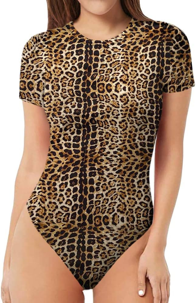 MANGOPOP Women's Round Neck Short Sleeve T Shirts Basic Bodysuits | Amazon (US)