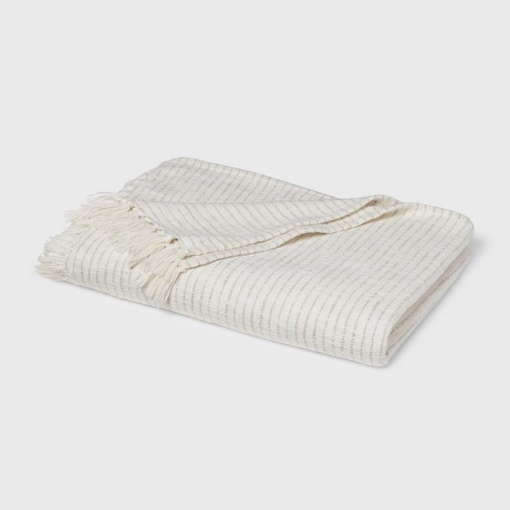 Fringed Oversized Throw Blanket Gray Stripe - Threshold™ | Target