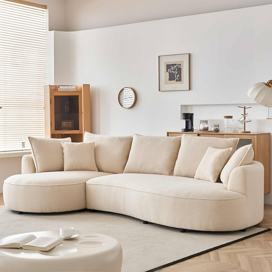 122.8'' Modern Modular Sectional Couch, Boucle Curved Sofa with 4 Pillows, Luxury Comfy Upholster... | Amazon (US)