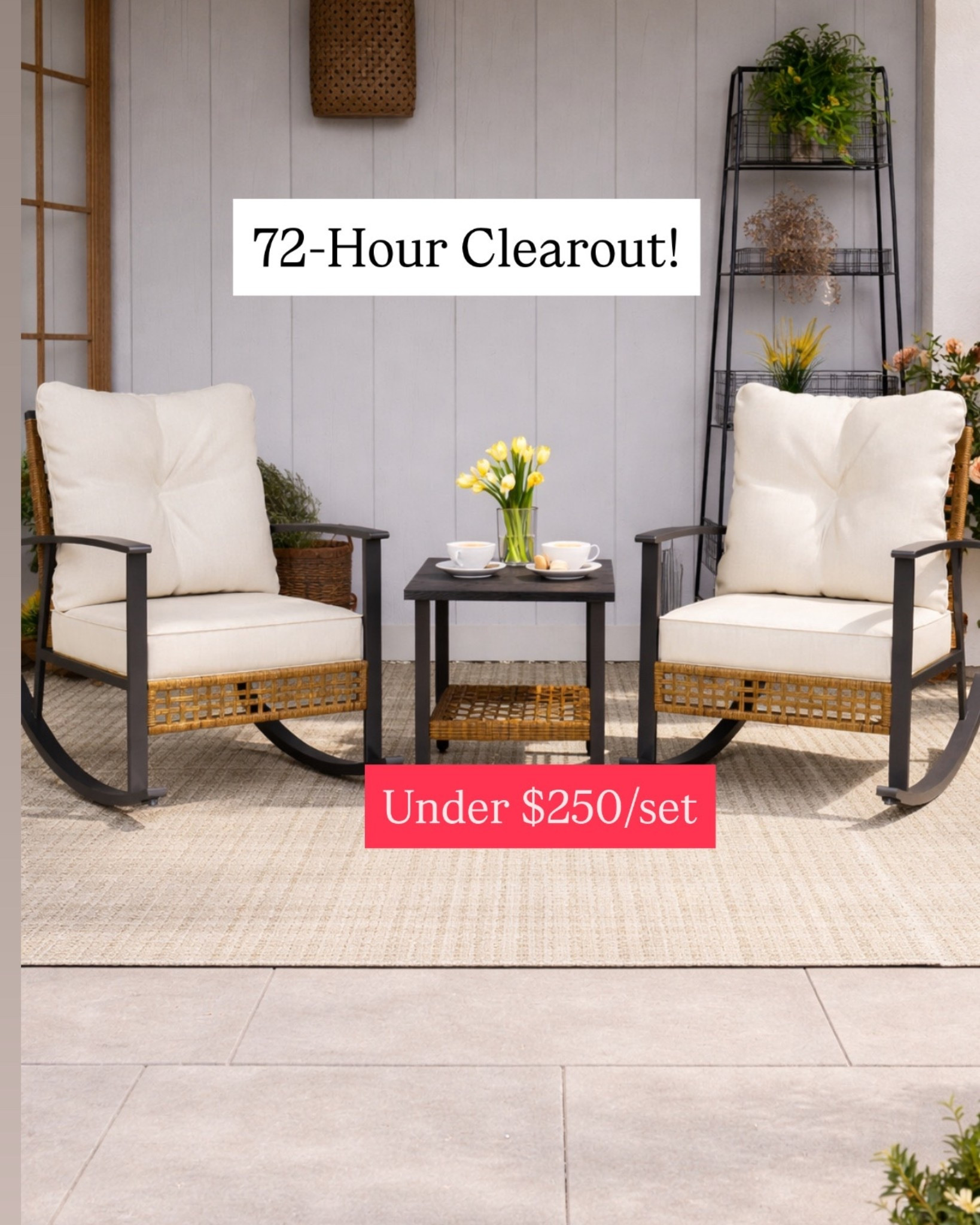 Great price for this 3 piece outdoor set! 5 star reviews. The chairs are so pretty with the wicker base. Grab this before it sells out!

Outdoor rocking chair, outdoor furniture, outdoor decor 

#LTKSaleAlert #LTKSeasonal #LTKHome
