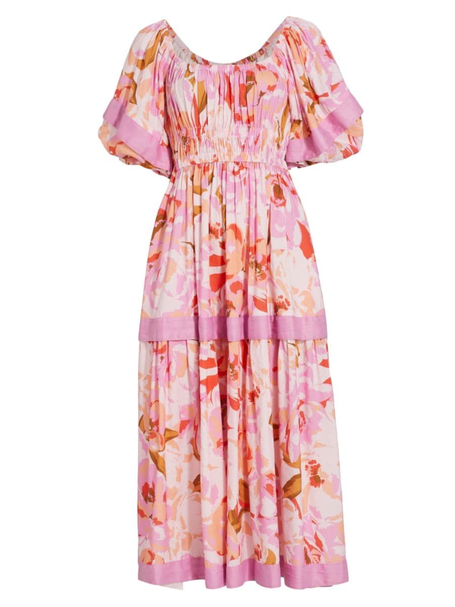 Acler Lothair Floral Tiered Midi-Dress | Saks Fifth Avenue