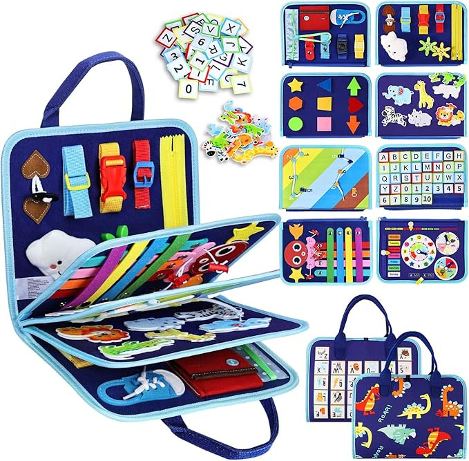 Esjay Toddler Busy Board Montessori Toys for Boys, Sensory Book Educational Activities for Learni... | Amazon (US)