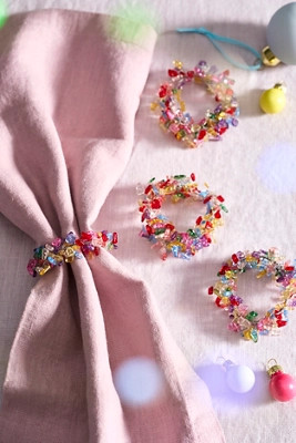 Confetti Beaded Napkin Rings, Set of 4 | Anthropologie (US)