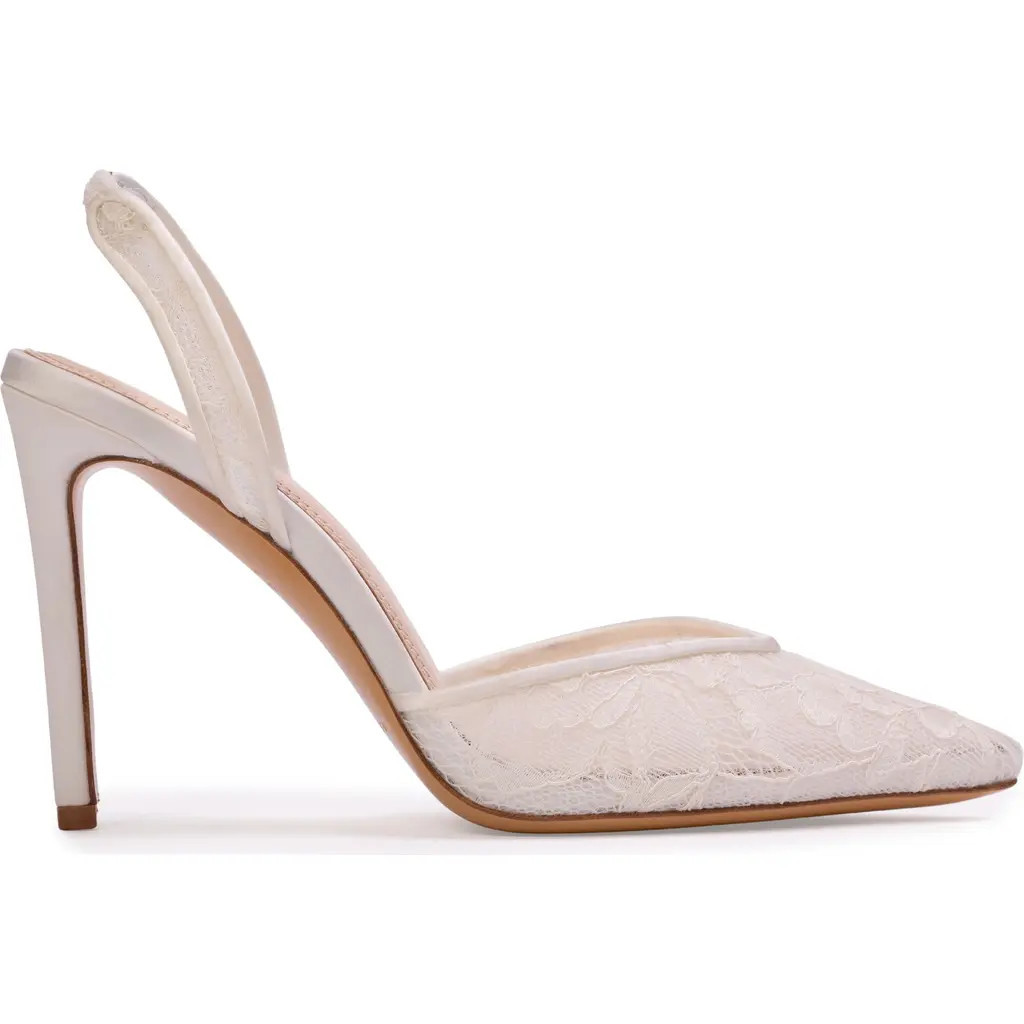 BLACK SUEDE STUDIO Jayla 100 Slingback Pump in White Floral Lace at Nordstrom, Size 38.5 Eu | Nordstrom