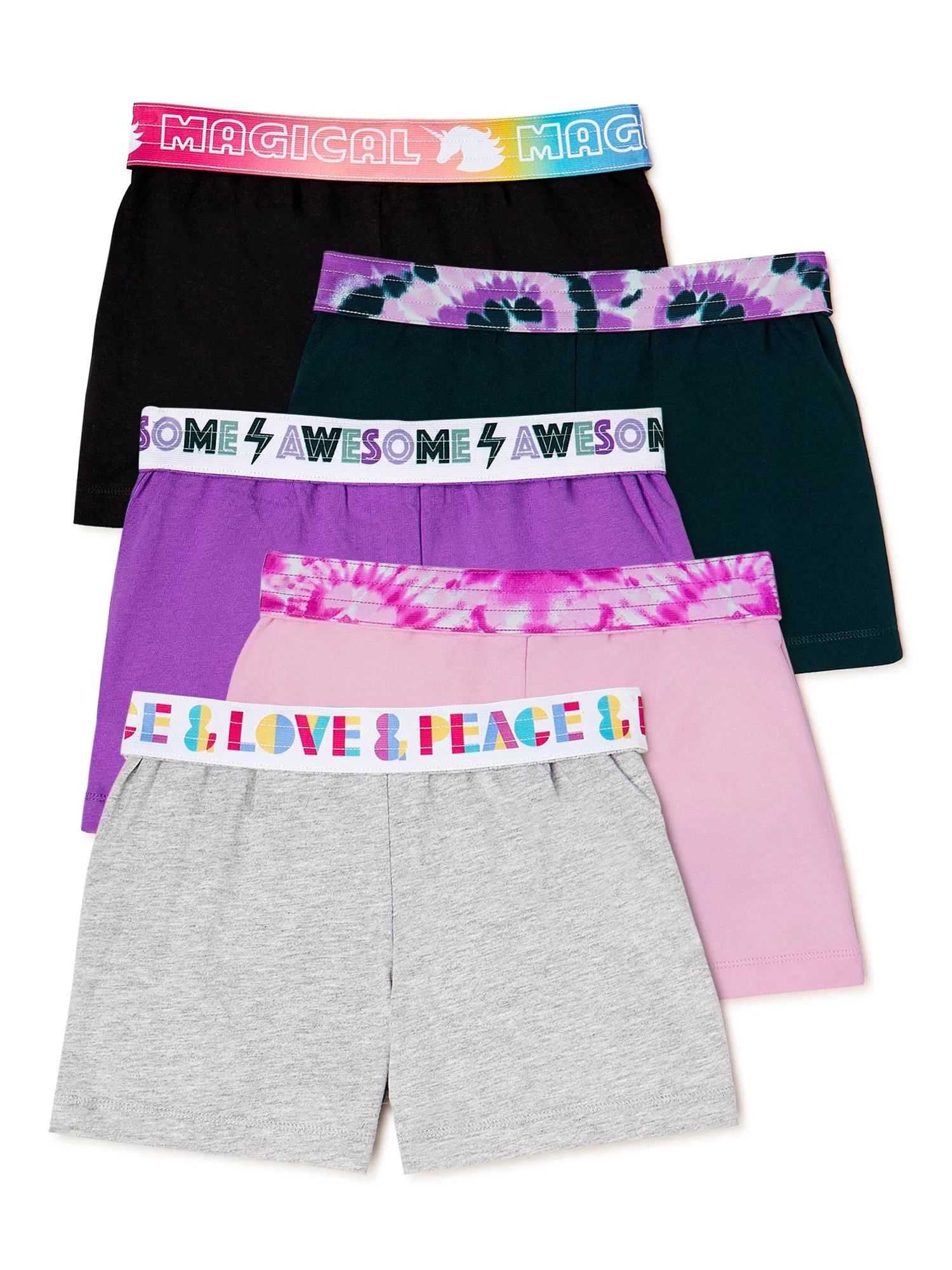 Wonder Nation Girls' Basic Play Shorts, 5-Pack, Sizes 4-18 & Plus - Walmart.com | Walmart (US)