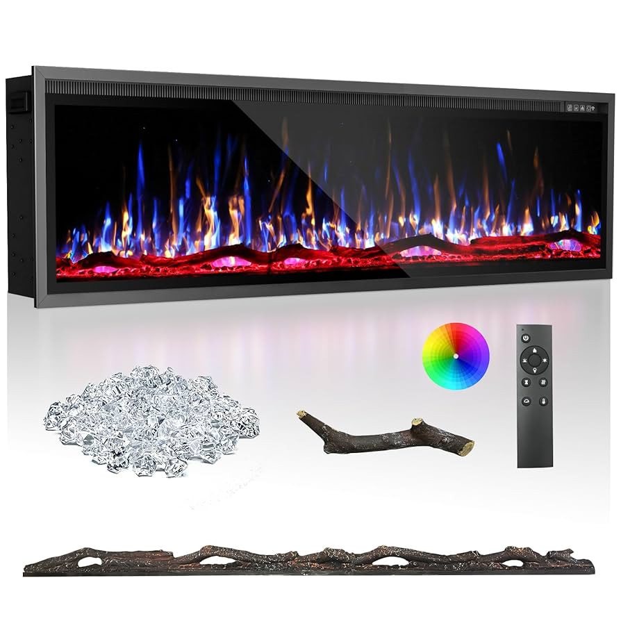 BREEZEHEAT 72 Inch Electric Fireplace-Recessed & Wall Mounted Linear Fireplace-750/1500W Heater w... | Amazon (US)