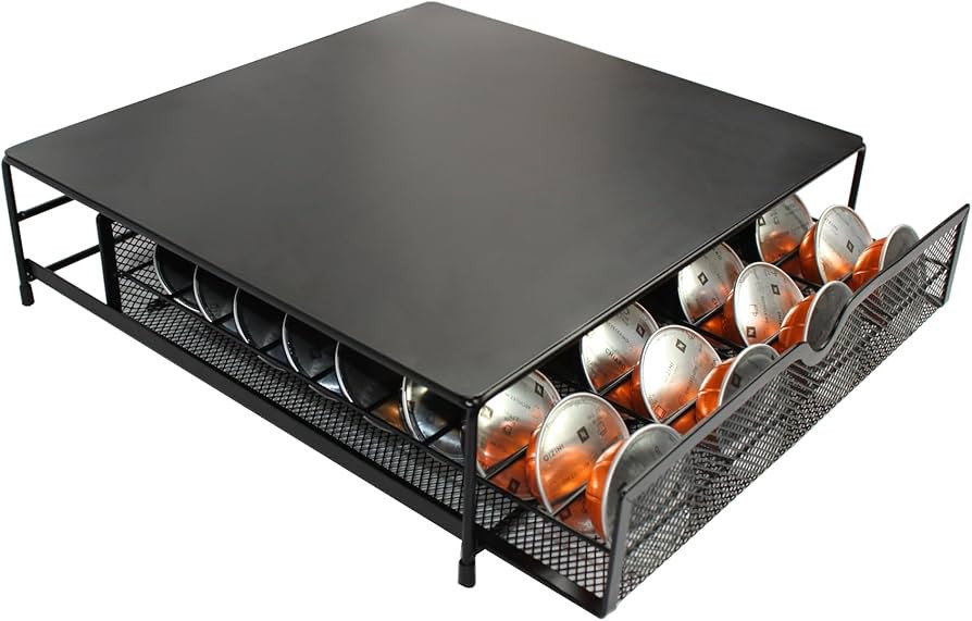Mknana Coffee Capsule Holder Drawer,Metal Coffee Pods StorageOrganizer,36 Pods,Black. | Amazon (US)