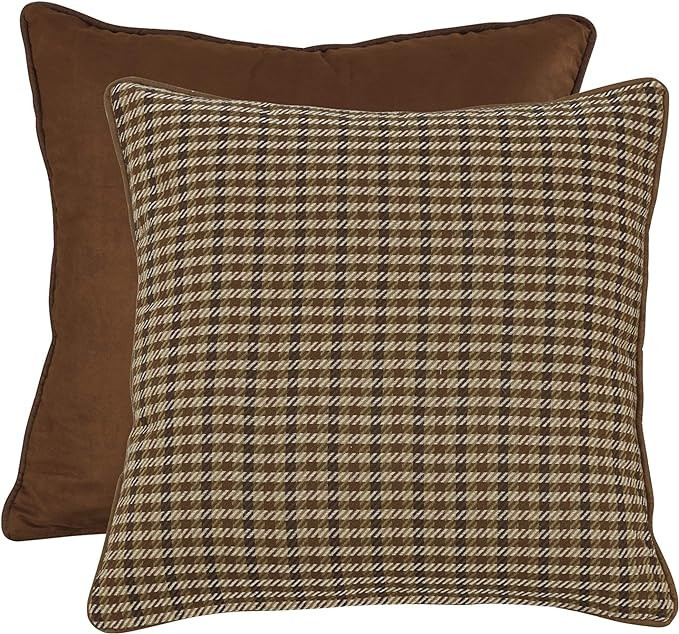 Paseo Road by HiEnd Accents | Crestwood Rustic Bedding Euro Pillow Sham, 27x27 inch, Brown Tweed ... | Amazon (US)