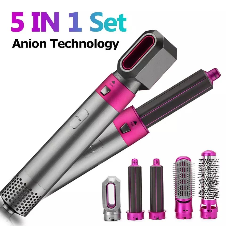 Hair Dryer Brush 5 In 1 Electric Blow Dryer Comb Hair Curling Wand Detachable Brush Kit Negative ... | Walmart (US)