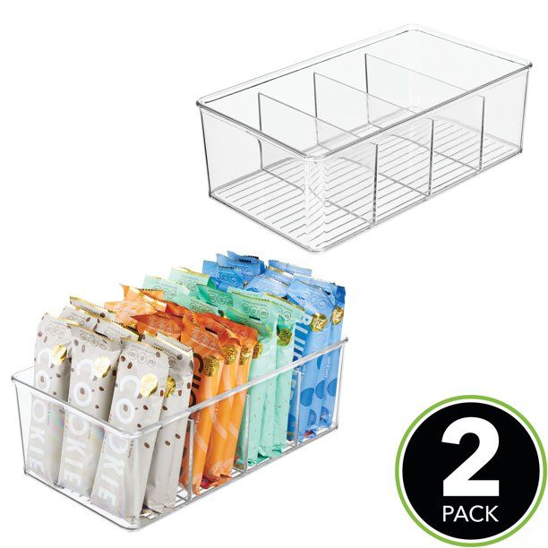 mDesign Plastic Food Storage Organizer Bin Box Container - 4 Compartment Holder for Packets, Pouc... | Walmart (US)