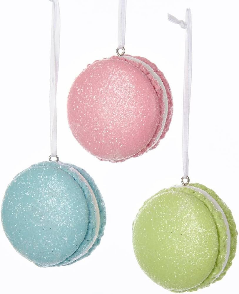 Kurt Adler PASTEL GLITTERED MACAROON ORNAMENT - 3 ASSORTED | Amazon (US)