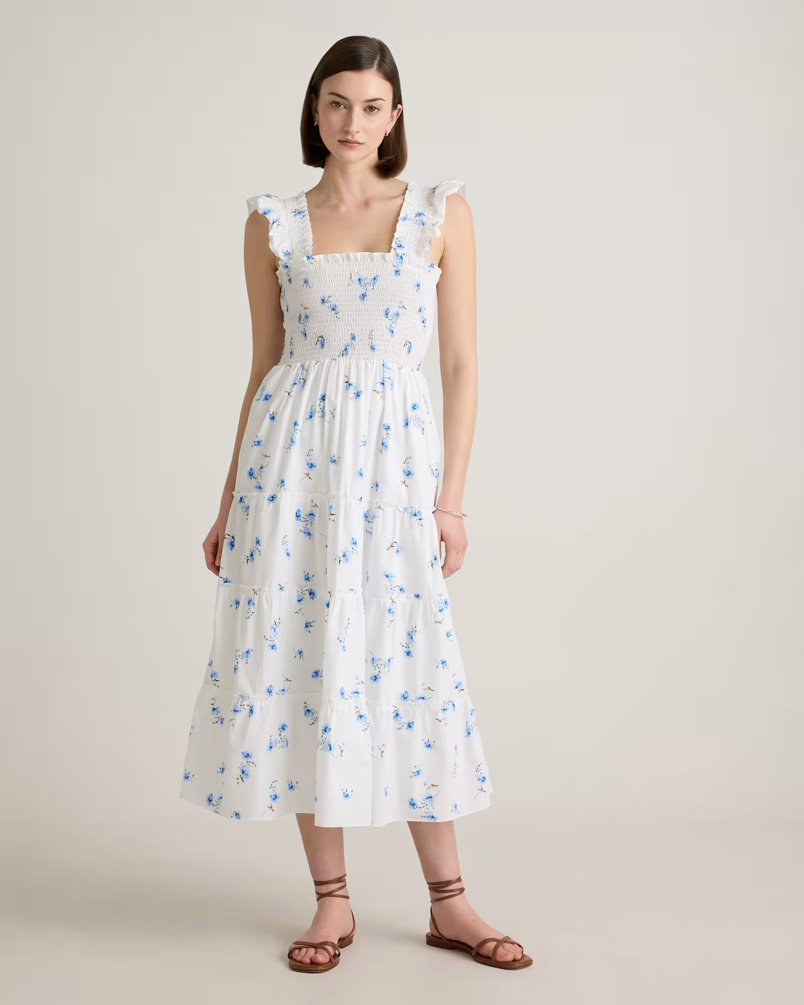 100% Organic Cotton Poplin Smocked Midi Dress | Quince