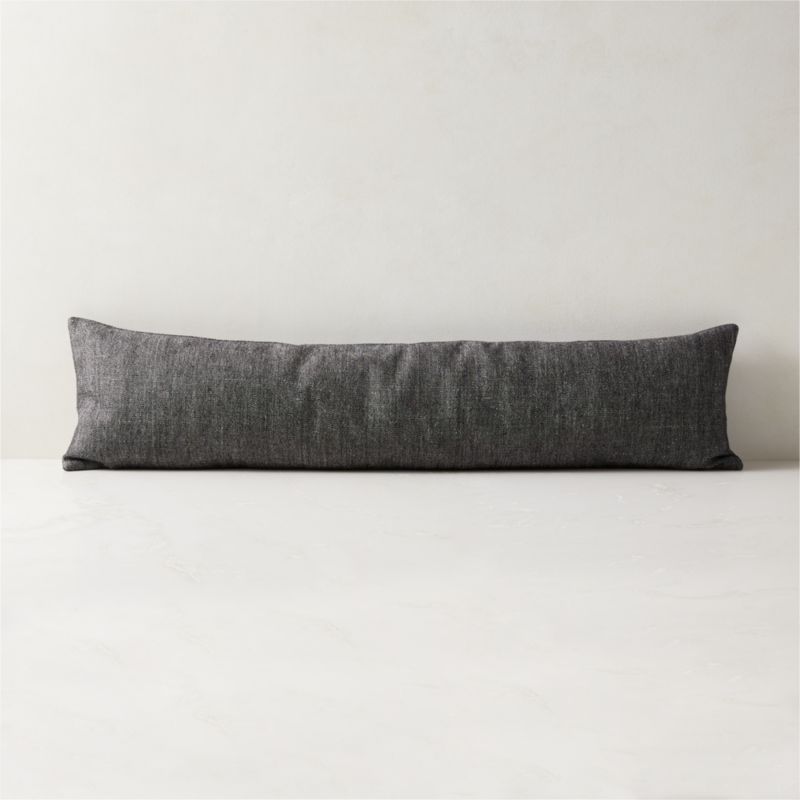 48"x12" Stonewash Grey Linen Pillow | CB2 | CB2